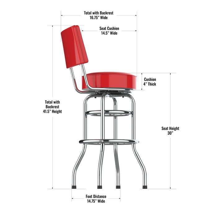 Kansas City Chiefs Chrome Barstool with Back - Image 4