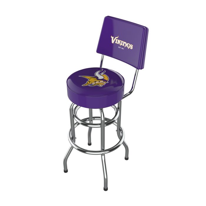 Minnesota Vikings Chrome Barstool with Back - Image 2