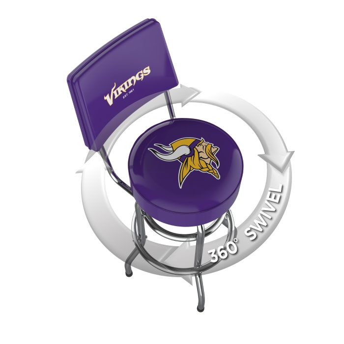 Minnesota Vikings Chrome Barstool with Back - Image 3