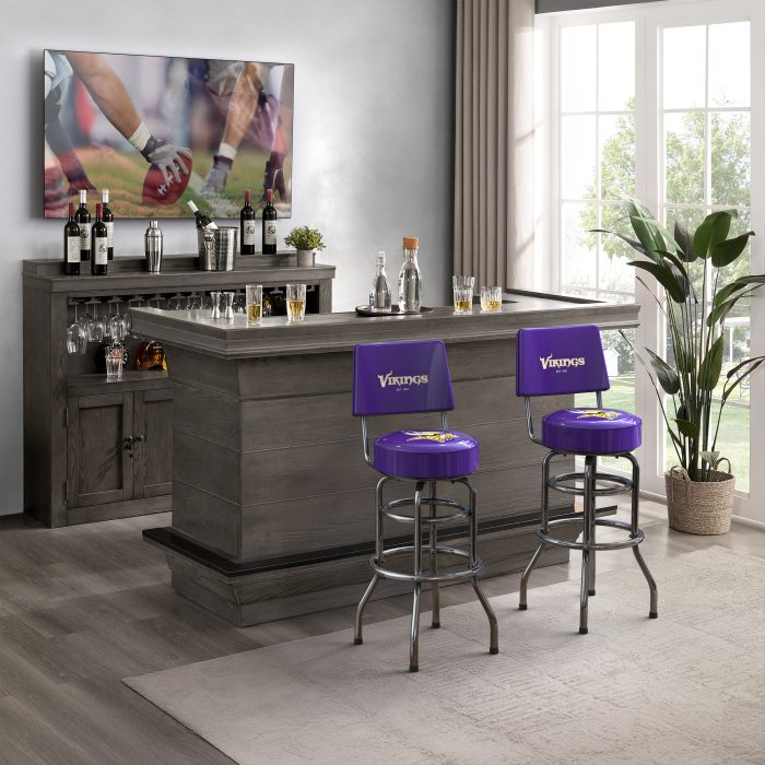 Minnesota Vikings Chrome Barstool with Back - Image 5
