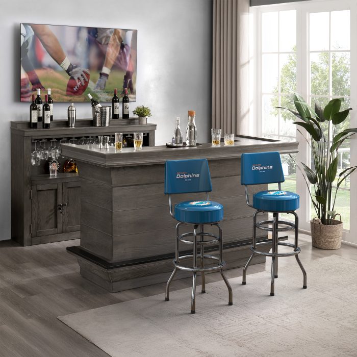 Miami Dolphins Chrome Barstool with Back - Image 5