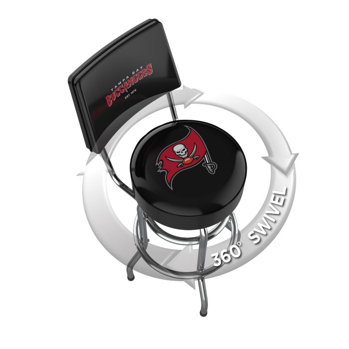 Tampa Bay Buccaneers Chrome Barstool with Back - Image 3