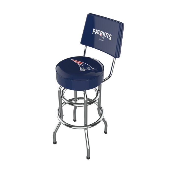 New England Patriots Chrome Barstool with Back - Image 2