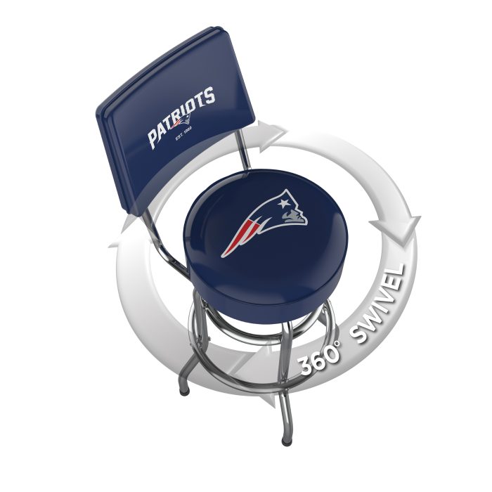 New England Patriots Chrome Barstool with Back - Image 3