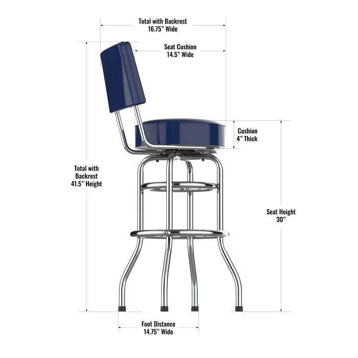 New England Patriots Chrome Barstool with Back - Image 4