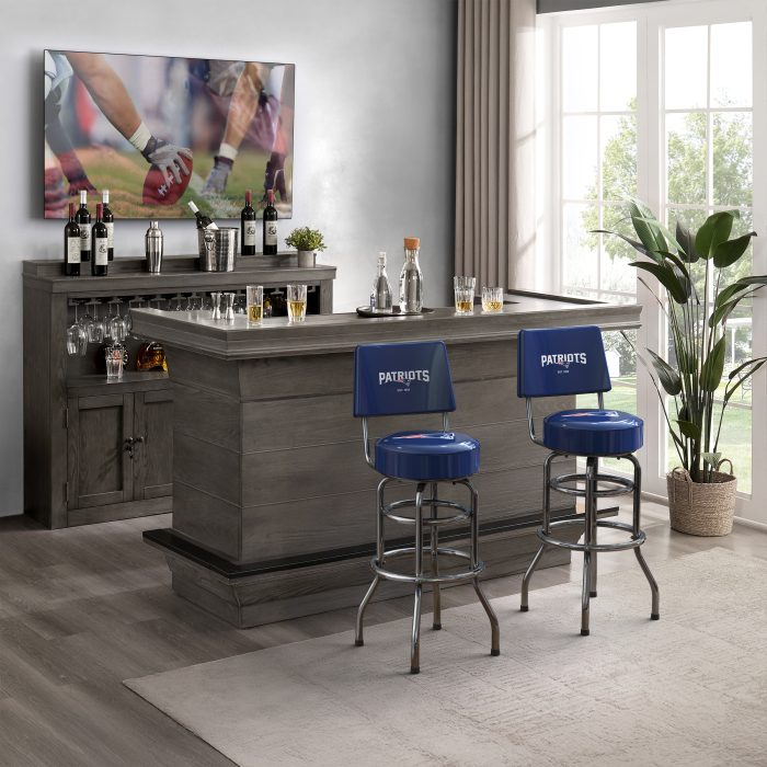 New England Patriots Chrome Barstool with Back - Image 5