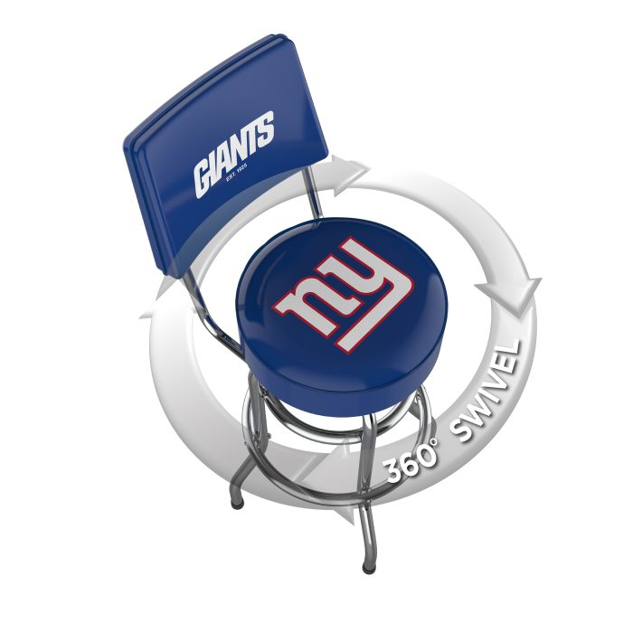 New York Giants Chrome Barstool with Back - Image 3