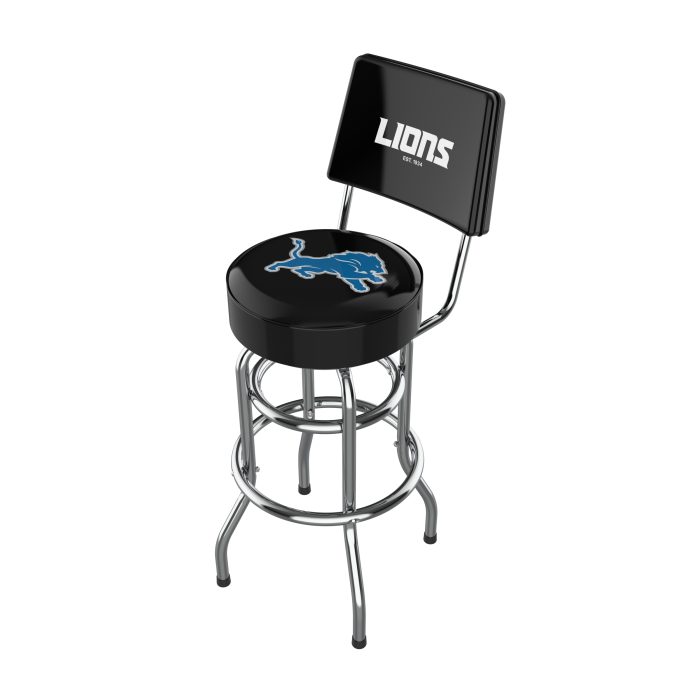 Detroit Lions Chrome Barstool with Back - Image 2
