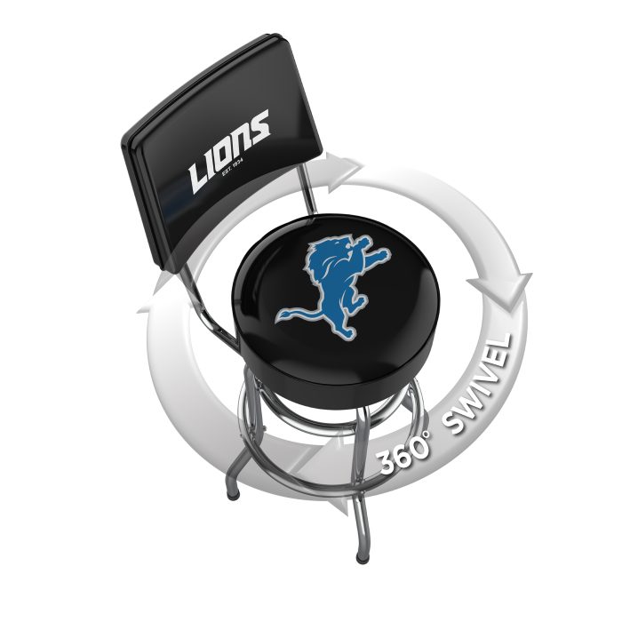 Detroit Lions Chrome Barstool with Back - Image 3