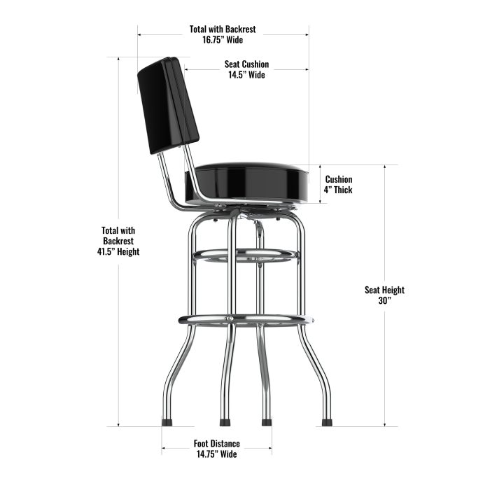 Detroit Lions Chrome Barstool with Back - Image 4