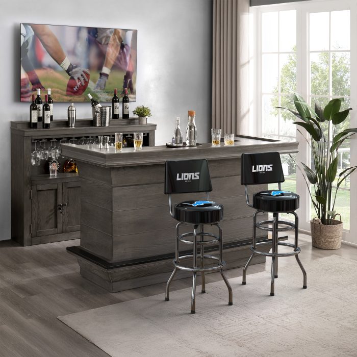Detroit Lions Chrome Barstool with Back - Image 5