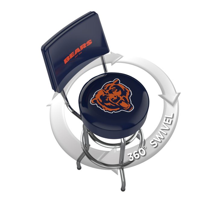 Chicago Bears Chrome Barstool with Back - Image 3