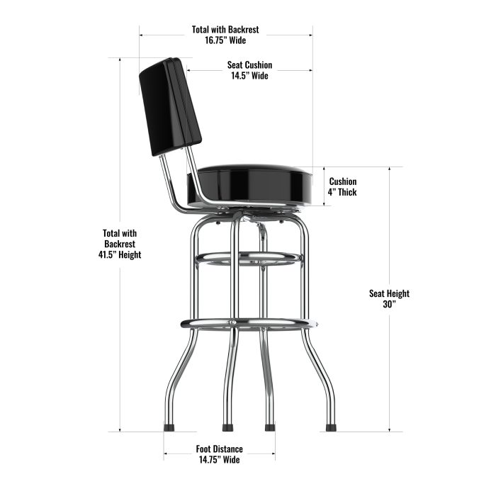 Cincinnati Bengals Chrome Barstool with Back - Image 4