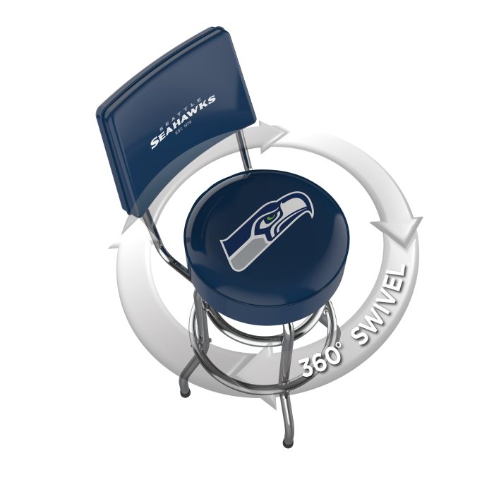 Seattle Seahawks Chrome Barstool with Back - Image 3