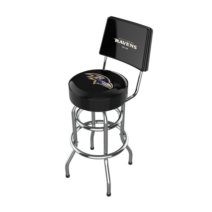 Baltimore Ravens Chrome Barstool with Back - Image 2