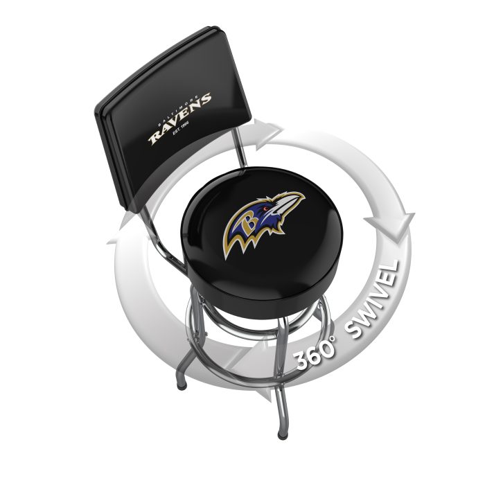 Baltimore Ravens Chrome Barstool with Back - Image 3