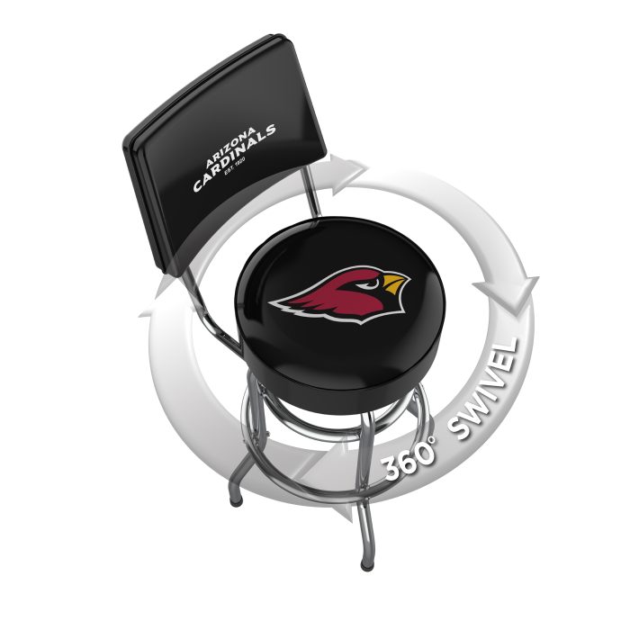 Arizona Cardinals Chrome Barstool with Back - Image 3