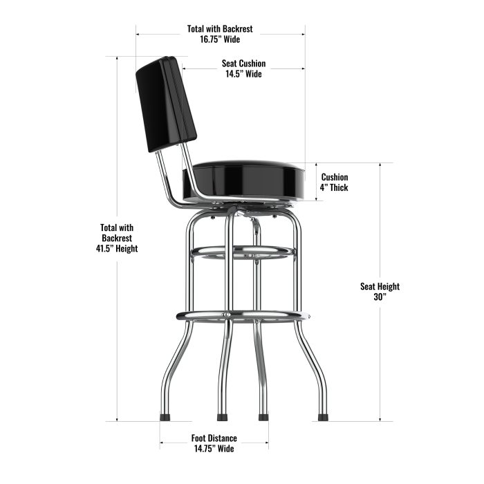 Atlanta Falcons Chrome Barstool with Back - Image 4