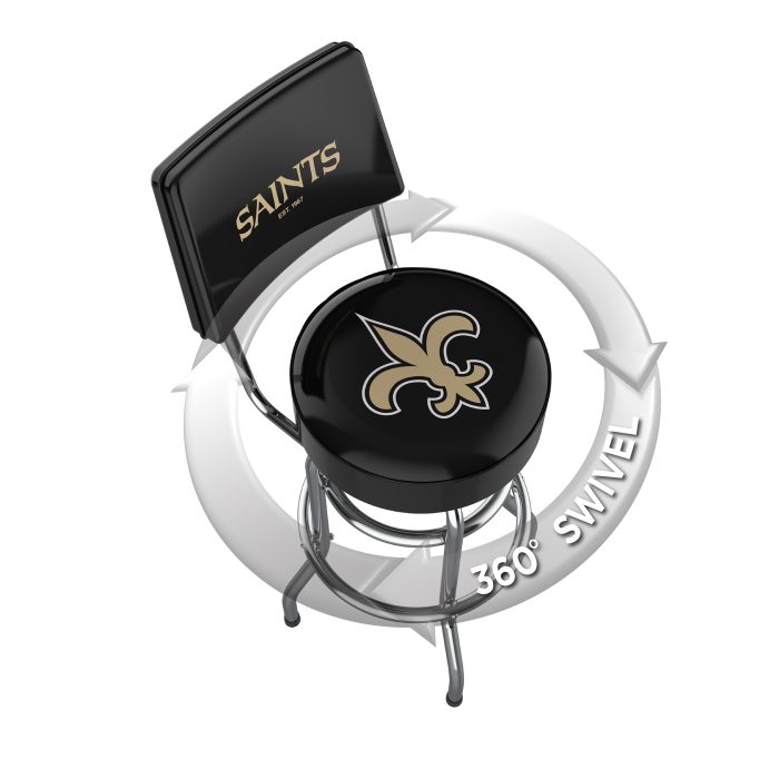 New Orleans Saints Chrome Barstool with Back - Image 3