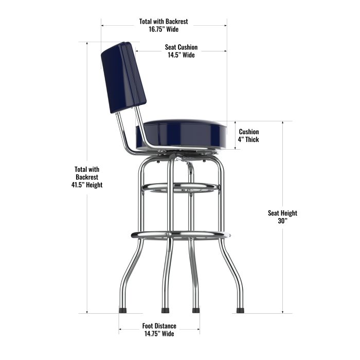 Houston Texans Chrome Barstool with Back - Image 4