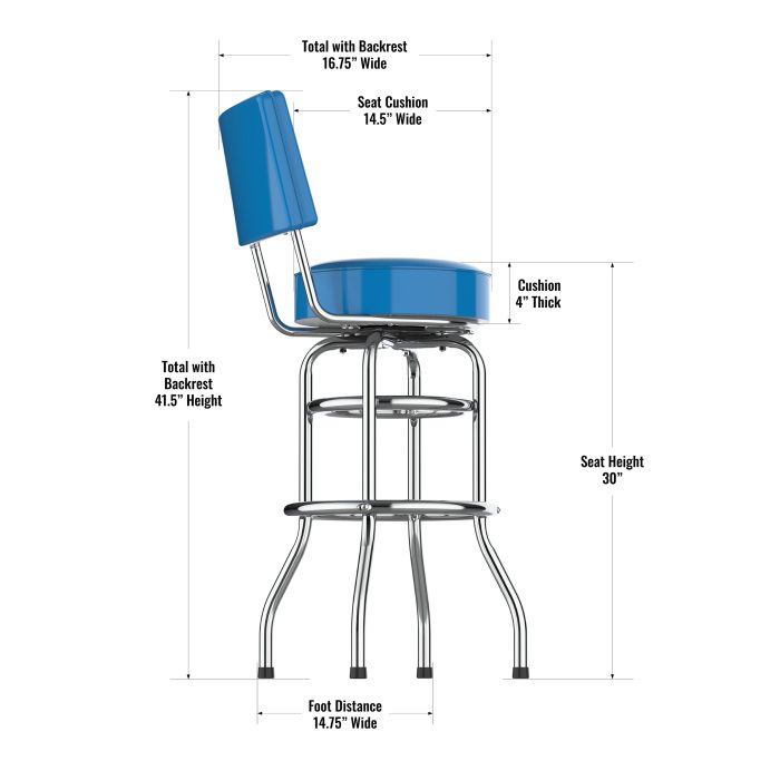 Los Angeles Chargers Chrome Barstool with Back - Image 4