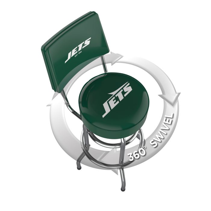 New York Jets Chrome Barstool with Back - Image 3