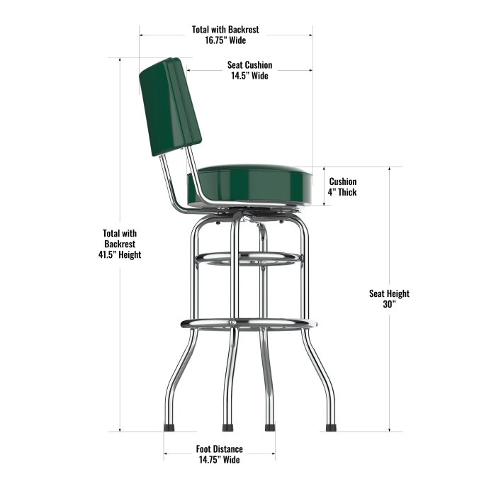 New York Jets Chrome Barstool with Back - Image 4