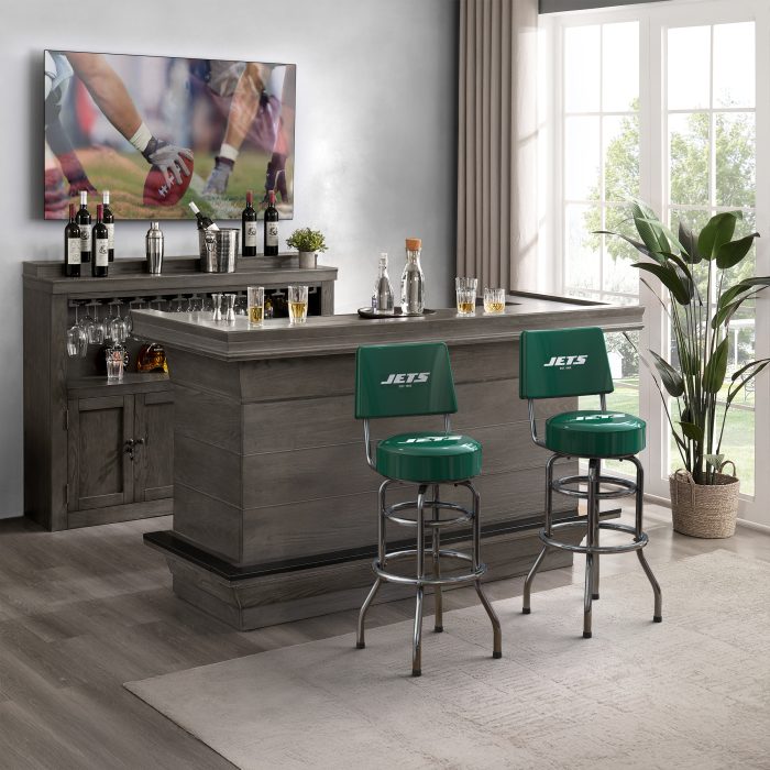 New York Jets Chrome Barstool with Back - Image 5